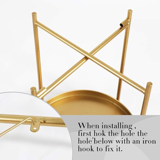 Tiita Round End Table Mental 2-Tier Side Table Nightstand/Small Iron Tables Accent Coffee Table for Living Room Bedroom Office Small Space