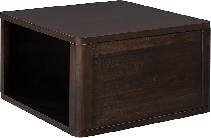 Harper & Bright Designs Square Coffee Table for Living Room in Dark Brown Farmhouse Coffee Table with Storage,2-Tier Center Table with Half Open Storage Compartment in 30.8"