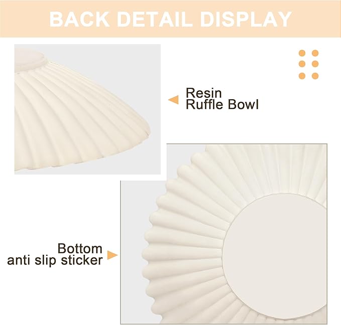 Beige Small Decorative Bowl - Stylish Key and Purse Bowls for Entryway Table - Resin Candy Plate - Modern Accent Bowl for Home Decor - Ruffle Coffee Table Centerpiece