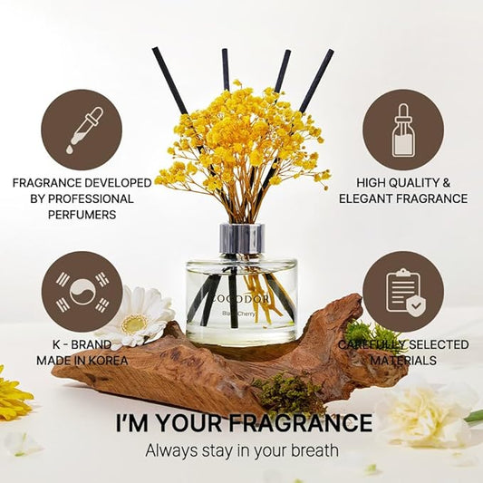 COCODOR Preserved Flower Reed Diffuser/Freesia&Pear/6.7oz/1Pack / Home Fragrance Scent Essential Oil Stick Diffuser for Bedroom Bathroom Home Décor