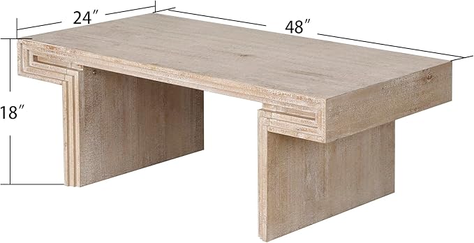 Coffee Table, 48" x 18" Rectangular Rustic Side Table Solid Wood Center Table Versatile Accent End Tea Table for Living Room Apartment, Oak