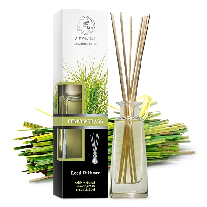 Lemongrass Oil Diffuser - Scented Reed Diffuser - Alcohol Free - Gift Set - Best for Aromatherapy - Room Air Freshener