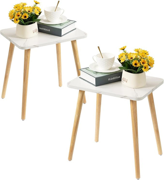 FORAOFUR End Table Set of 2, Modern Wooden Side Table for Living Room, Bedroom