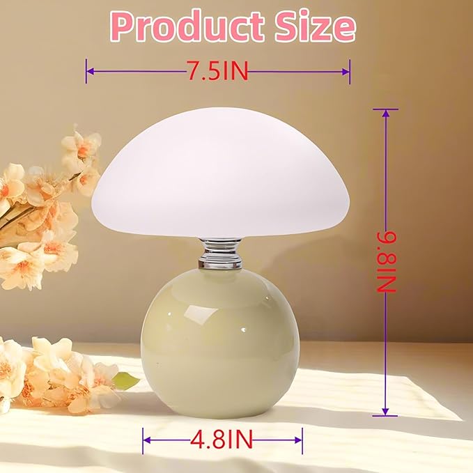 Mushroom Lamp for Bedroom Living Room,Mushroom Table Lamps for Bedside Night Stands,3 Color Temperature Desk Small Table Lamp,Cute Mini Modern Night Light Lamp,Unique Home Decoration