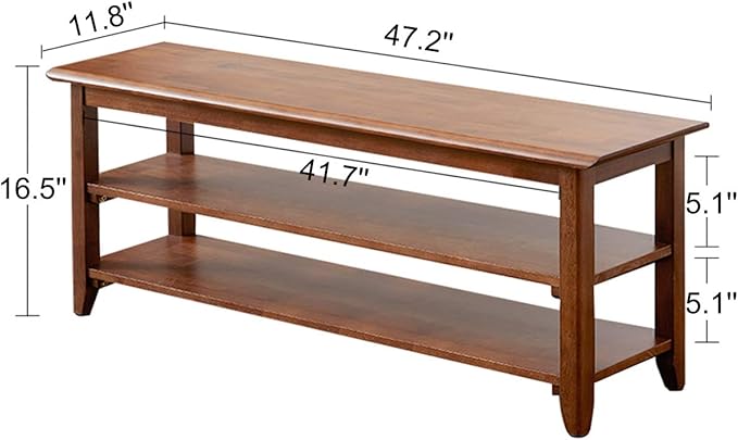 XKZG Storage Bench Wooden Shoe Rack Bench Rustic Solid Wood Entryway Bench (Brown,47.2")