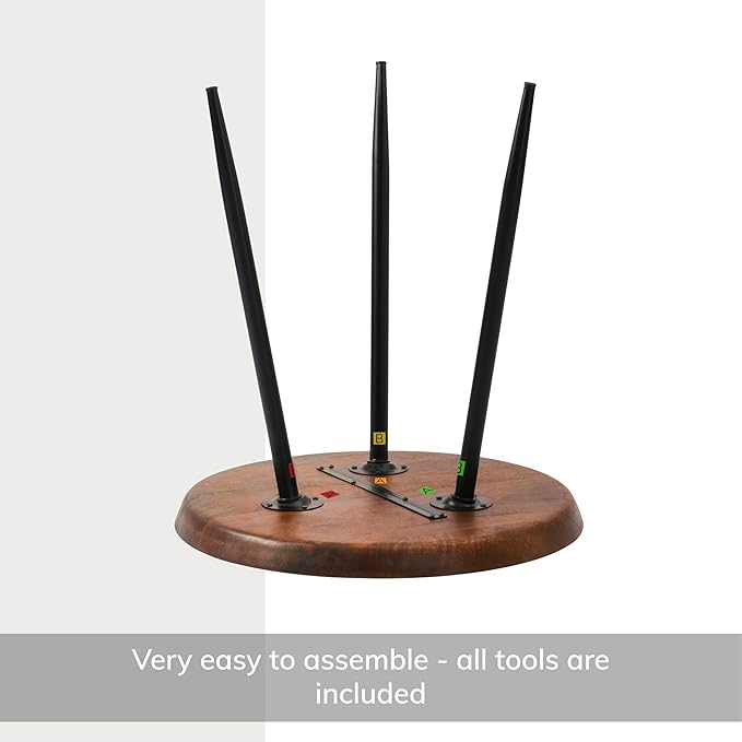 MH London Modern Side Table-Dilan Tri Pin End Table. Exclusively Designed Hand-Crafted Small Nightstand. Solid Wood Round End Table.Contemporary Accent Table for Bedrooms, Living Rooms and Home Office