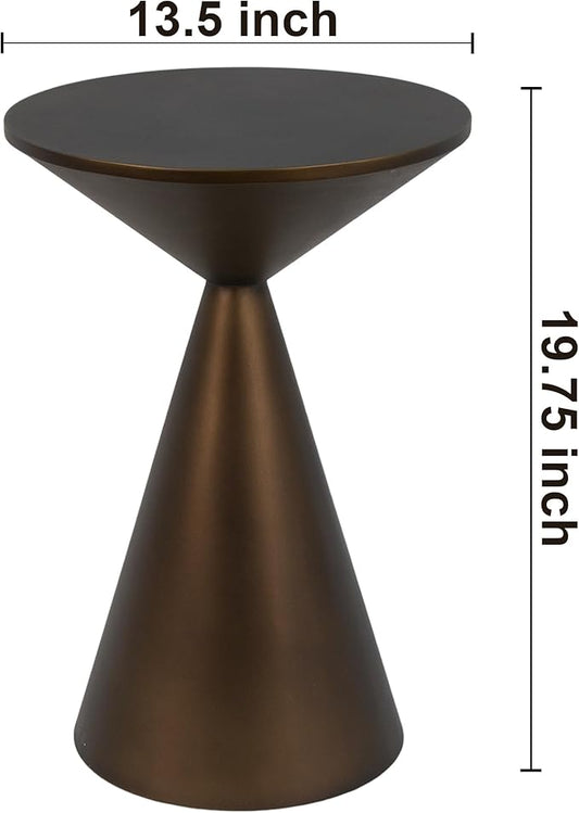 Small Drink Table, Round Martini Table, Drum End Table Side Table, Metal Accent Table,for Small Space Living Room, Bedroom, Brown