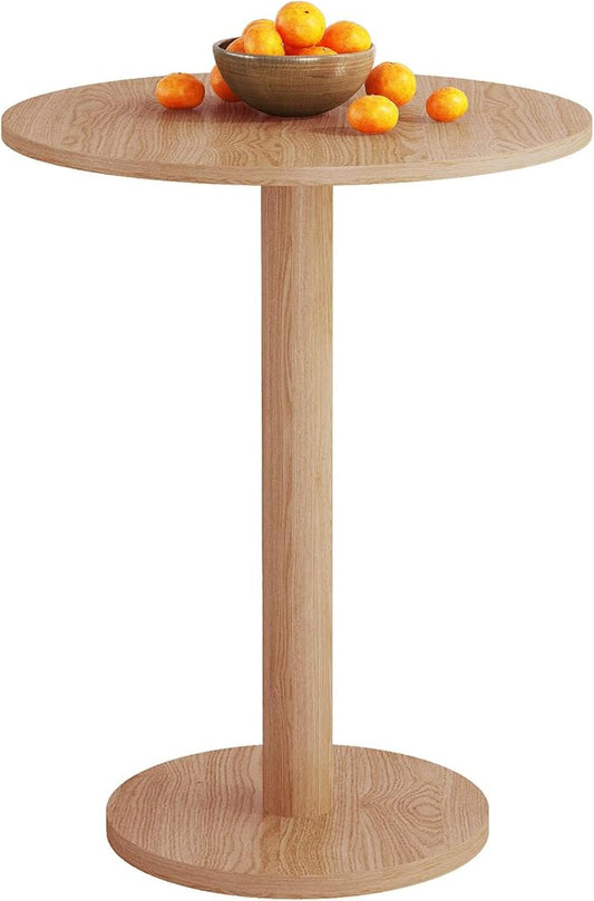 Round Dining Table, Circle Dining Table for 1-2 23.6 in, Modern Farmhouse Dinner Table Breakfast Tulip Table, for Kitchen/Small Space/Little Nook - Natural