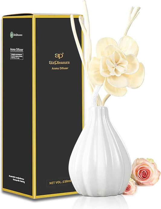Reed Diffuser Set, Home Fragrance & Decorative Diffuser, Dried Flower Aromatherapy Oil Set, Oil Diffuser Sticks, Ceramic Bottle 5.07 oz(150ml) /1 Pack (TurkishRose)
