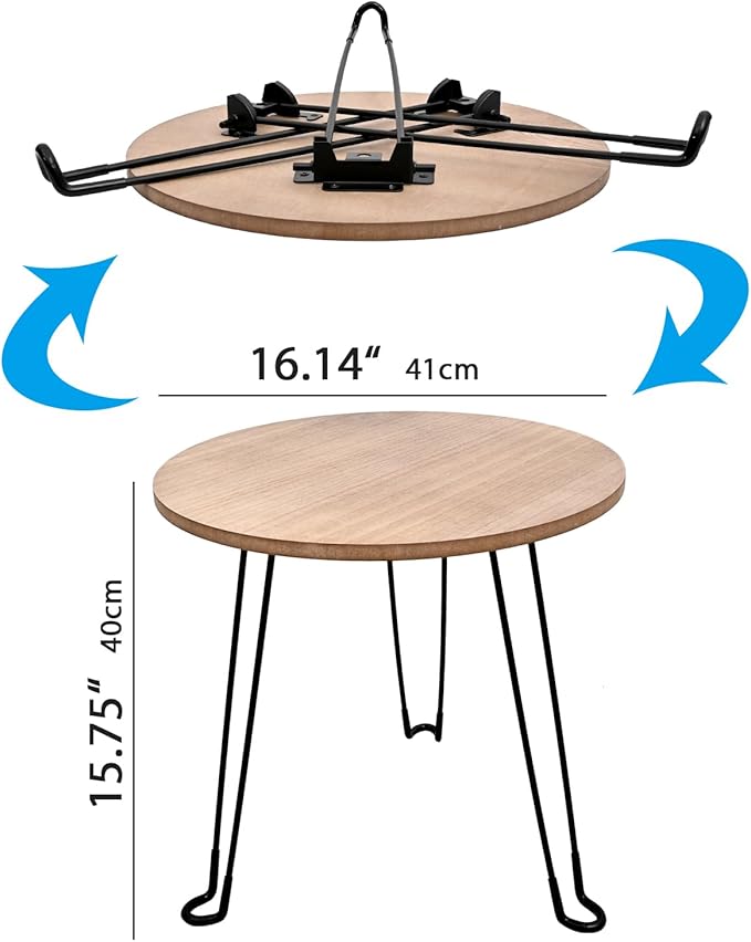 SwallowLiving Farmhouse Side Table with Metal Legs & Wooden Top - Small Wood End Table Nightstand for Living Room, Bedroom - Rustic Accent Table (16 Inch, Brown)