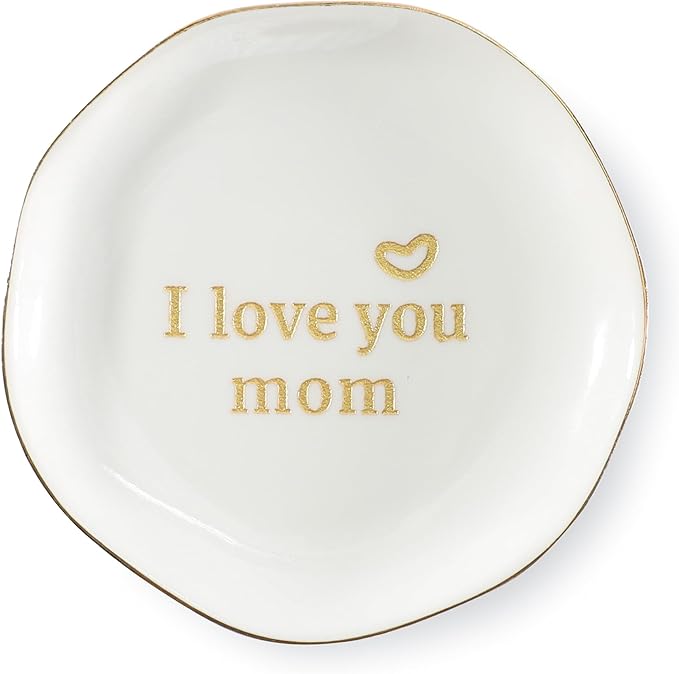 HOME SMILE I Love You Mom Ring Dish Jewelry Tray-Mother's Day Birthday Gifts for Mom-Best Gifts for Mother Who Have Eveything-Valentine's Day for Mum Unique