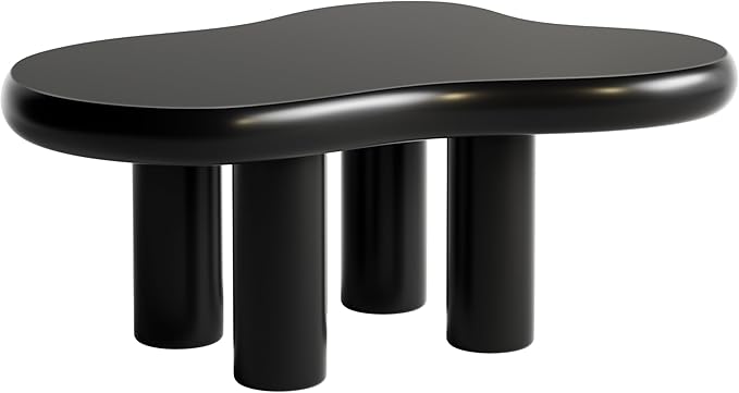 39.37" Cloud Coffee Table, Modern Coffee Table Small Coffee Table, 39.37 inch Wood Coffee Table Center Table, Cloud Shaped Accent Sofa Side Coffee Table for Living Room Apartment, Black
