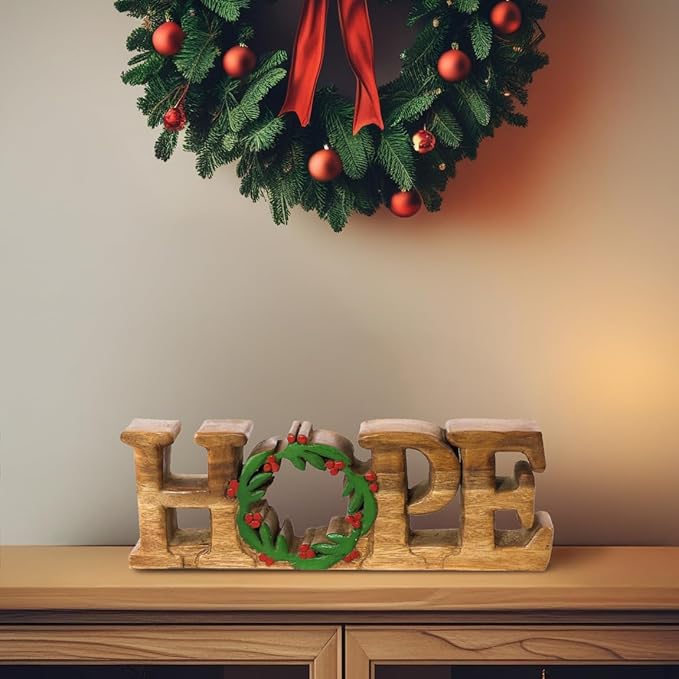 Decozen Living Room Decor: Handcrafted Hope Sign Letters Centerpiece - Bedroom, Indoor Coffee Table, House, Dining Room, Farmhouse & Kitchen Decor, Housewarming Gifts and Accessories - Solid Wood