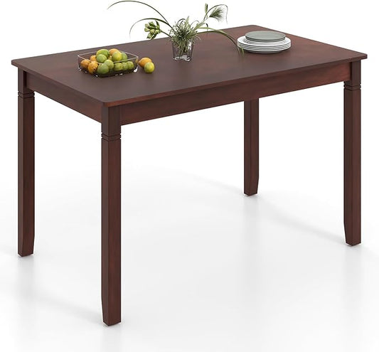 Giantex 48” x 29” Dining Table with Wood Legs, Rectangular Dinner Table for Small Space, Apartment, Living Room, Dinette, Load 330 Lbs, Dining Room, Kitchen (Cherry)