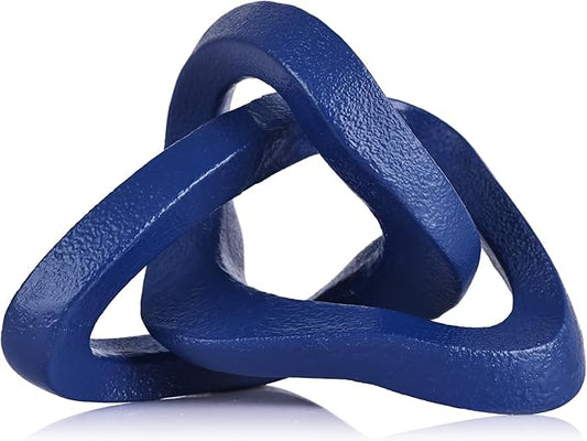 Infinity Knot Sculpture Blue Knot Decor Object, Abstract Knick Knacks Coffee Table Modern Statue, Navy Blue Sculpture for Home Living Room Table Ornaments and TV Stand Bookshelf Decorative