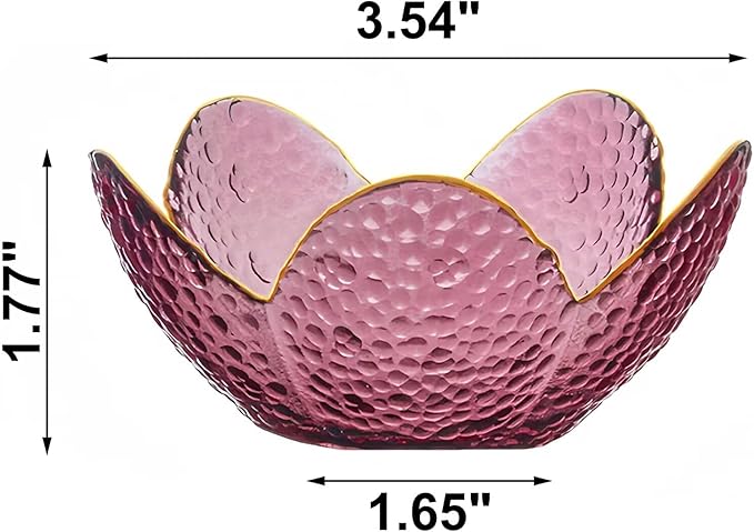 Small Purple Flower Jewelry Dish, Glass Jewelry Ring Tray Trinket Bowl, Nightstand Decor Ring Holder for Women, Wedding, Birthday, Mother's Day Gifts for Women