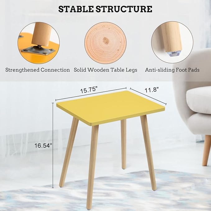 FORAOFUR Side Tables Living Room Set of 2, Small Wooden Table Accent Table Living Room, Bedroom, Accent Tables for Small Spaces, Easy Assembly