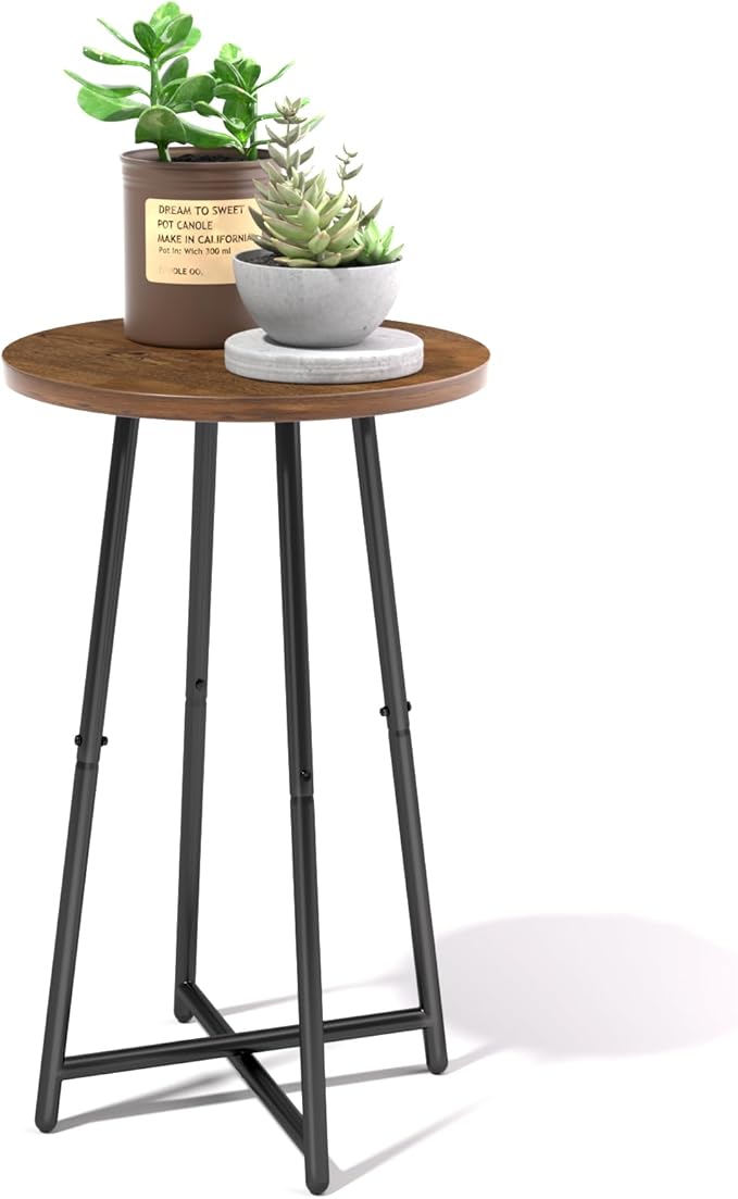 Plant Stand Indoor, Wood Plant Stand for Indoor Plants, Mid Century Plant Table,Modern Small Round Flower Pot Stand, Single Tall Plant Holder for Living Room,Balcony, Rustic Brown End Side Table