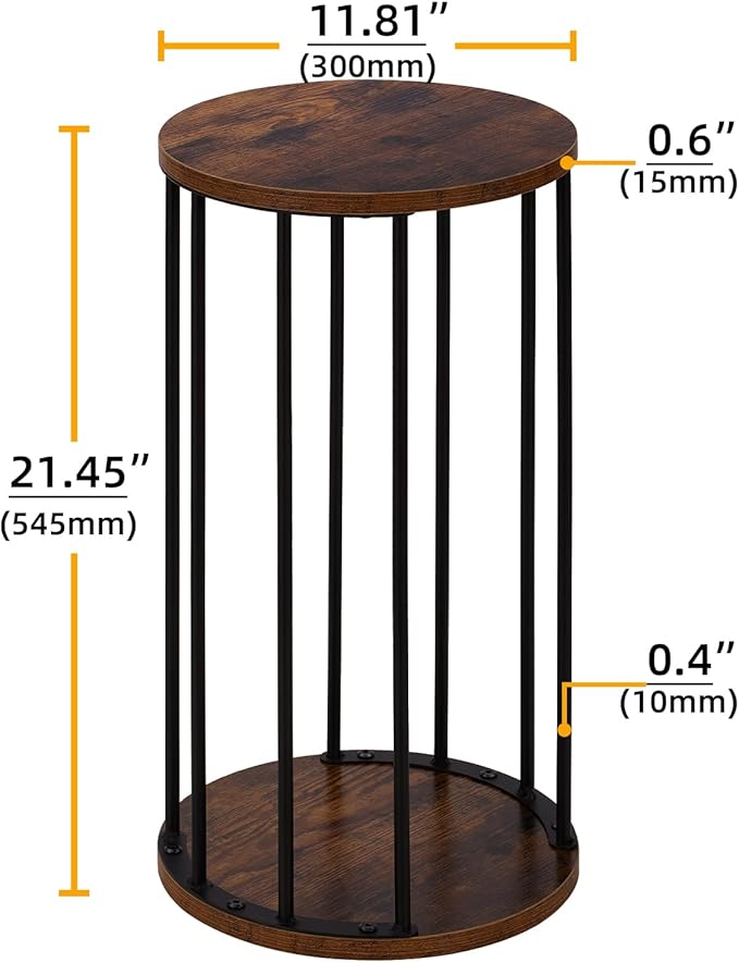 Plant Stand Indoor,small plant stool,Flower Pot Corner stand holder,Mid Century Heavy Duty Metal Tall Home Decor,Modern Round End Table,Small Rustic Display Stand for Living Room,Bedroom(Brown,21In)