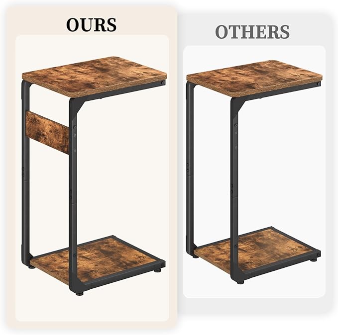 Narrow C-Shaped End Table, Small Side Table for Couch, Sofa TV Tray Table for Living Room, Bedroom, Bedside ET-YB-BR1