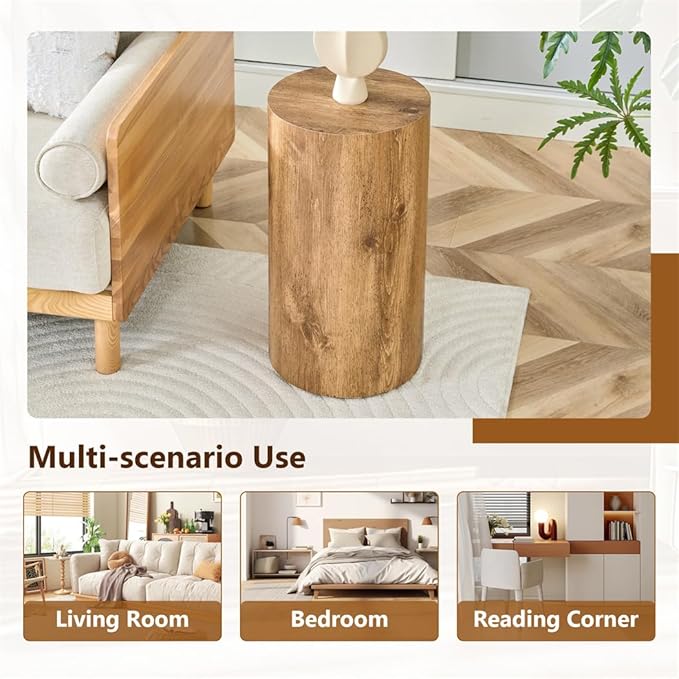 Round Side Table, End Table Living Room Table, Sofa Couch Bedside Table, Nightstand for Small Spaces, No Assembly Required - Ready to Use