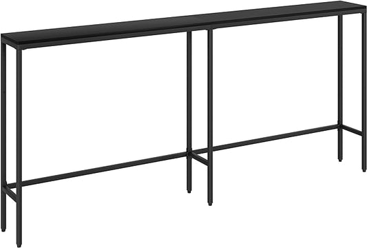 70.9" Console Table,Modern Extra Narrow Long Sofa Table Behind Couch,Skinny Entry Table with Black Metal Frame for Living Room, Hallway,Classic Black