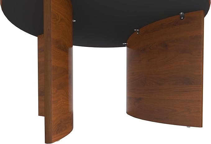 31.5" Mid Century Modern Coffee Table for Living Room, Round Table with Rubber Legs, Small Unique Cocktail Tea Table for Living Room Bedroom Apartment Small Space, Walnut