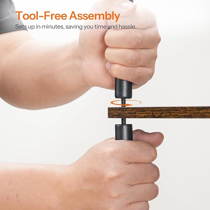 HOOBRO Narrow Side Table, 3-Tier Slim End Table No Tools Needed, Twist-On Assembly, Skinny Nightstand Sofa Storage Shelf for Living Room, Bedroom, Study, Rustic Brown and Black BF246BZP201