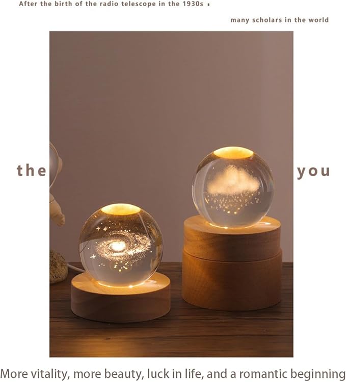 3D Crystal Ball Night Light Mood Lighting Cozy Comfort Gifts Home Decor lamp for Bedroom Space Lamps Happy Cozy Comfort Gifts (People)