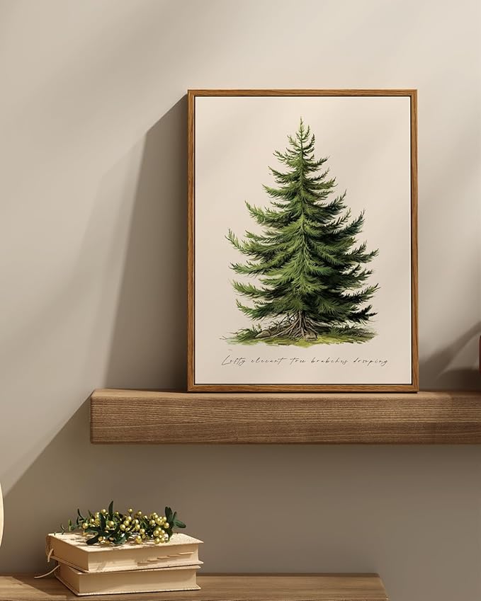 InSimSea Christmas Decor Framed Wall Art, Christmas tree Canvas Painting, elegant Holiday decor Unique Christmas Gifts For Table Wall Farmhouse Mantel Home Office 16L x 12W