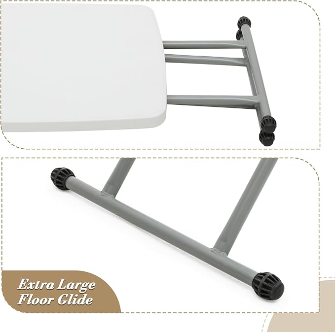 Athena Collection Folding TV Tray Couch Table 26 Inch Wide with 4 Height Adjustable, Portable Small Folding Table Dinner Tray Laptop Table for Living Room Small Space for Eating on Bed Sofa Couch