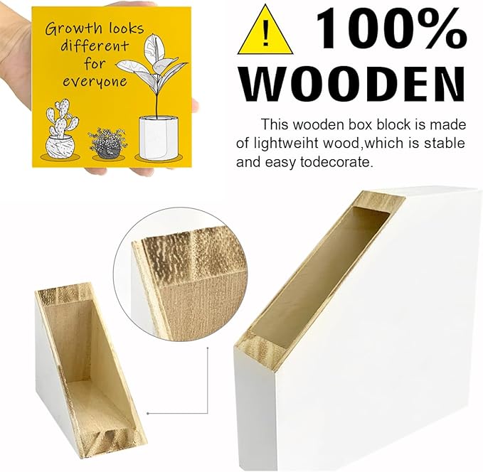 LVQHI Inspirational Wood Block Sign,Growth Looks Different for Everyone Plant Motivational Wooden Block Sign for Home Bedroom Office Desk Table Decor,Inspirational Cheer Up Gift for Coworker,5"x5"