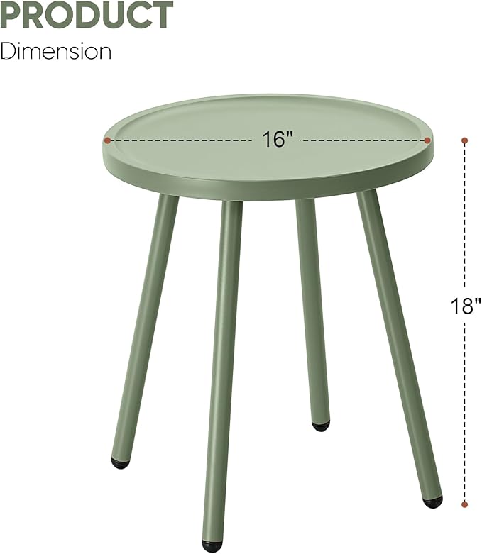 End Table Living Room Side Table, Round Accent Table Small Side Table Nightstand with 4 Legs, Modern Home Decor Coffee Table for Bedroom, Office, Small Space, Porch, Balcony, Indoor & Outdoor