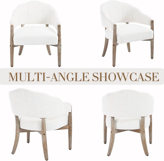 HEAH-YO Comfy Modern Accent Chair Set of 1,Upholstered Linen Living Room Chair,Reception Armchair with Solid Wood Legs,Reading Leisure Chair for Bedroom Makeup Vanity,Beige