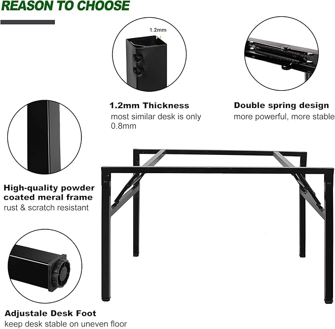 Need Home Office Desk - Large Computer Desk Sturdy Table Foldable Desk Gaming Computer Table No Assembly Required AC5BB 60 inch