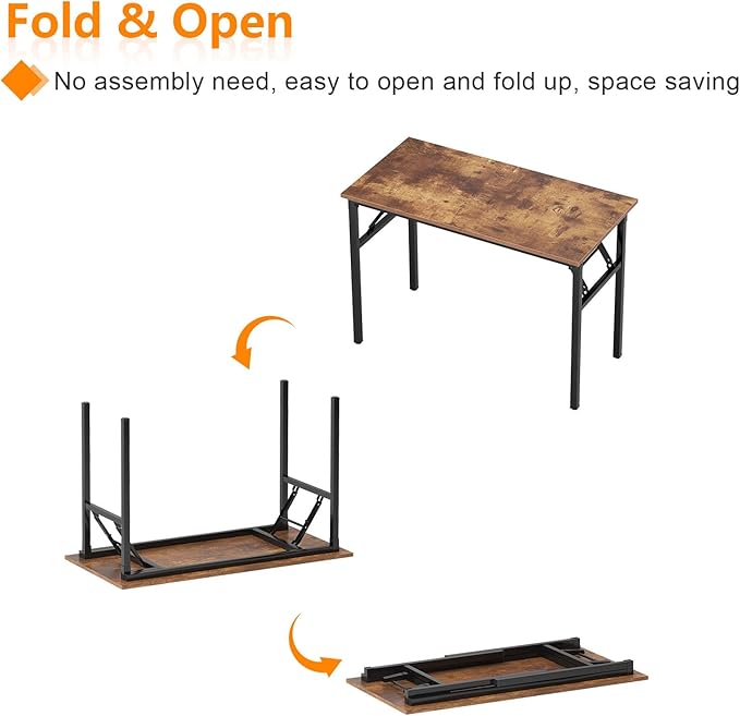 Need Home Office Desk - 62 Inches Large Computer Desk Sturdy Black Table Foldable Desk Gaming Computer Table No Assembly Required Rustic Brown AC5FB(157.5 * 60)