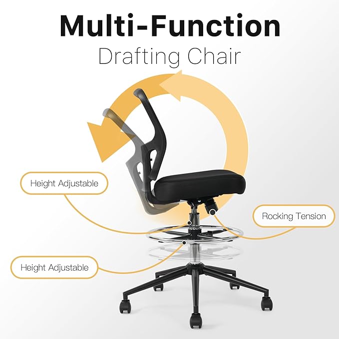 Armless Desk Chair - Height Adjustable, Ergonomic High Back Task Swivel With Wheels, Rolling Office Stool for Small Spaces, Home, Bedroom, Study - Black