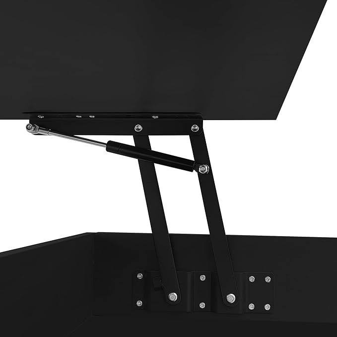 Lift Top Coffee Table with 2 Drawers and LED Lights, Modern 39.3" Rectangular High-Gloss Center Table Cocktail Tea Table with Lift-Top and Hidden Space for Living Room Apartment Black