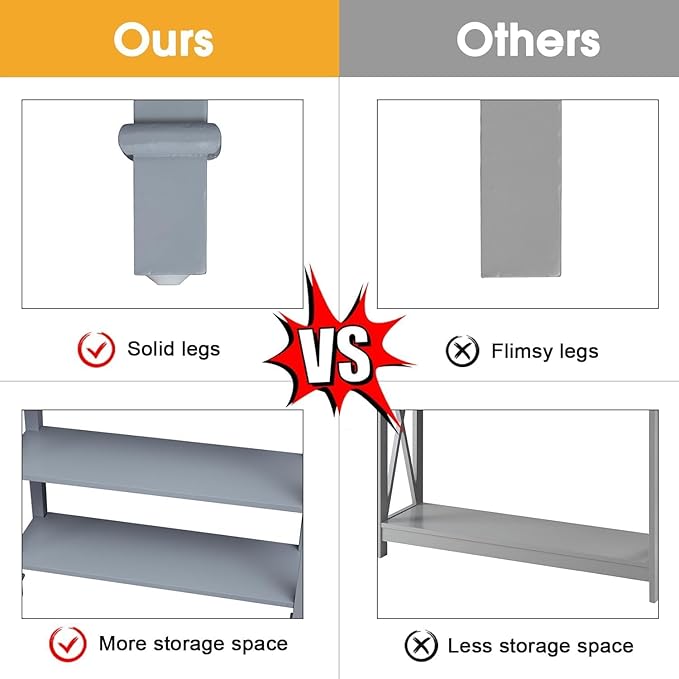 kinbor Skinny Console Table - Narrow Sofa Tables with Drawer and Storage Shelves for Front Door Entryway Hallway Living Room, Grey