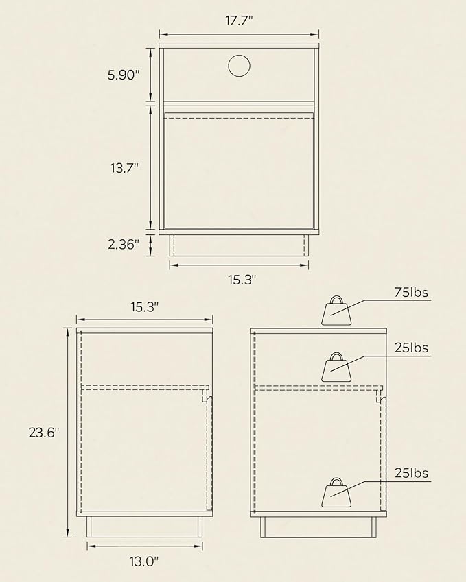 Farmhouse End Table Charging Station Set of 2, Wood Storage Nightstand with Door & Open Shelf, Bedside End Tables for Bedroom, Sofa, Brown
