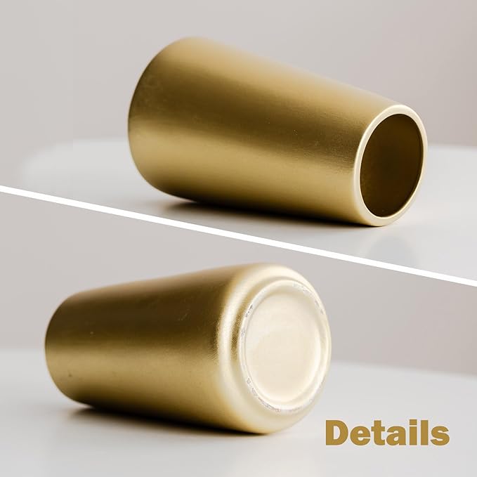 Light Gold Vase - 6" Gold Ceramic Flower vase for Home/Table/Accent Decor, Minimalist Modern Vases Ceramic for Centerpieces, Room Decor, Living Room, Bedroom or Gift