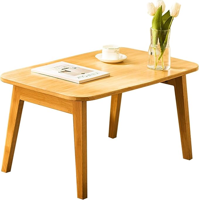 Coffee Table Foldable Mid Century Desk TV Stand with Open Storage Shelf Center Table for Living Room Furniture RV No Assembly, Natural (31.5IN)