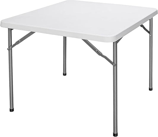 ZenStyle 3 ft Indoor Outdoor Heavy Duty Portable Plastic Folding Table, Square Card Desk Utility Table Game Table for Puzzles Crafting Picnic Camping Dining Party, White
