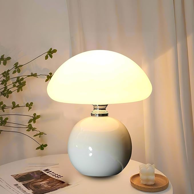 Mushroom Lamp for Bedroom Living Room,Mushroom Table Lamps for Bedside Night Stands,3 Color Temperature Desk Small Table Lamp,Cute Mini Modern Night Light Lamp,Unique Home Decoration
