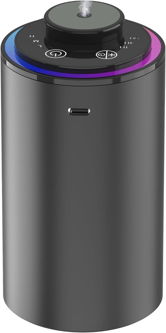 Waterless Essential Oil Diffuser, Portable Aromatherapy Diffuser,3 Countdown Timers & 3 Mist Levels for Home, Room, Car, Office (Grey)
