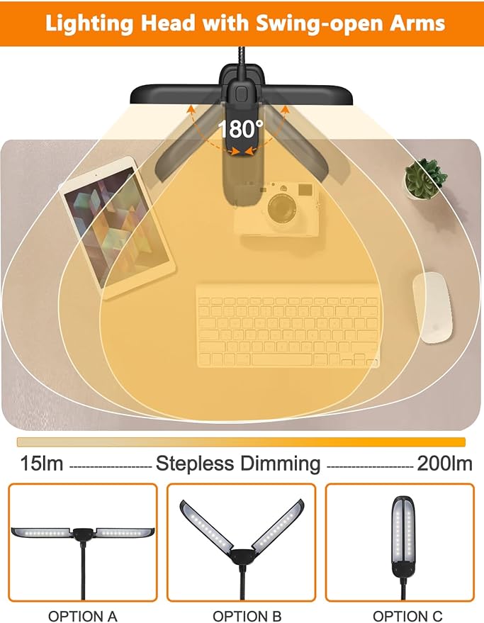 Vekkia Folding Music Stand Light - Portable 42 - Led Rechargeable, Super - Bright Clip - on Piano Lamp. Professional 5 Brightness×3 Color Temperature, for Grand Piano, Book Reading