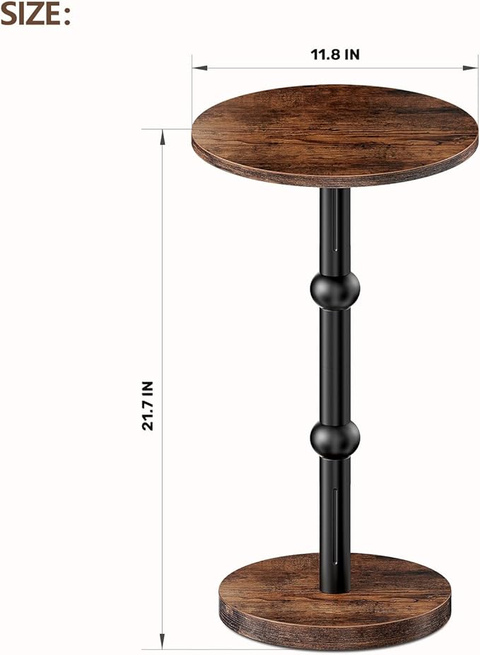 Drink Table, Small Round Side Table for Small Spaces, Modern Accent Round End Tables with Metal Leg, Thickened Wood Pedestal Coffee Tables for Living Room, Bedroom, Narrow Corners,Sofa Couch