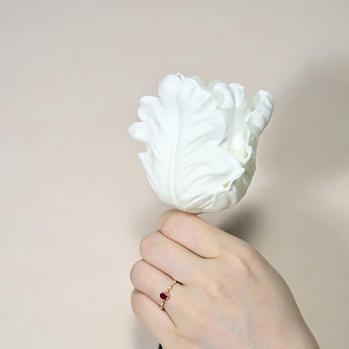 8pcs White Flowers PU Real Touch Flowers Wedding Bouquets Artificial Flowers for Decoration DIY Floral Gifts Cake Topper Home Office Table Decor Farmhouse Table Centerpiece Decorations