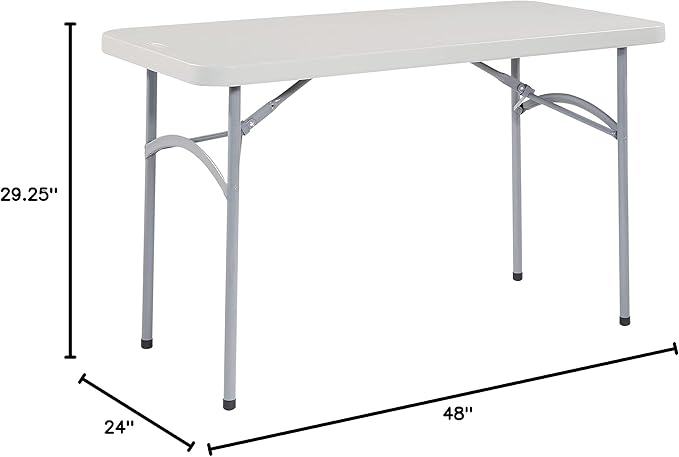 Office Star Resin Multipurpose Rectangle Folding Table for Indoor or Outdoor Use, 4 Feet x 2 Feet