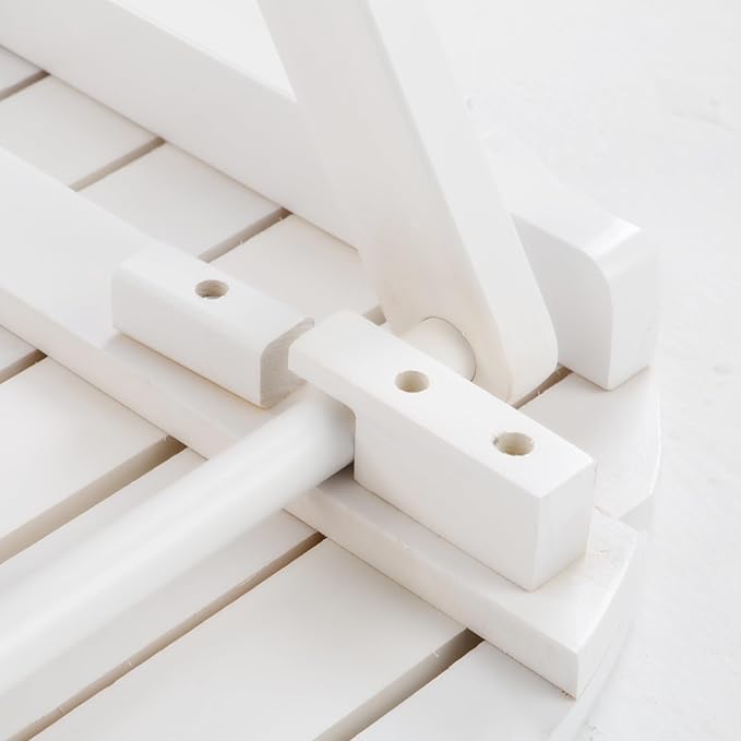 Outdoor Small Round Folding Side Table, Foldable Wooden End Tables for Indoor, Porch, Patio, Camping as Coffee Table or Plant Stand, White ﻿